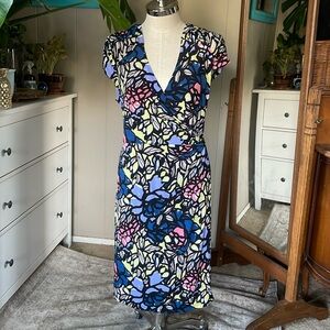 Alfani colorful floral stained glass print faux wrap dress, plus size 2X